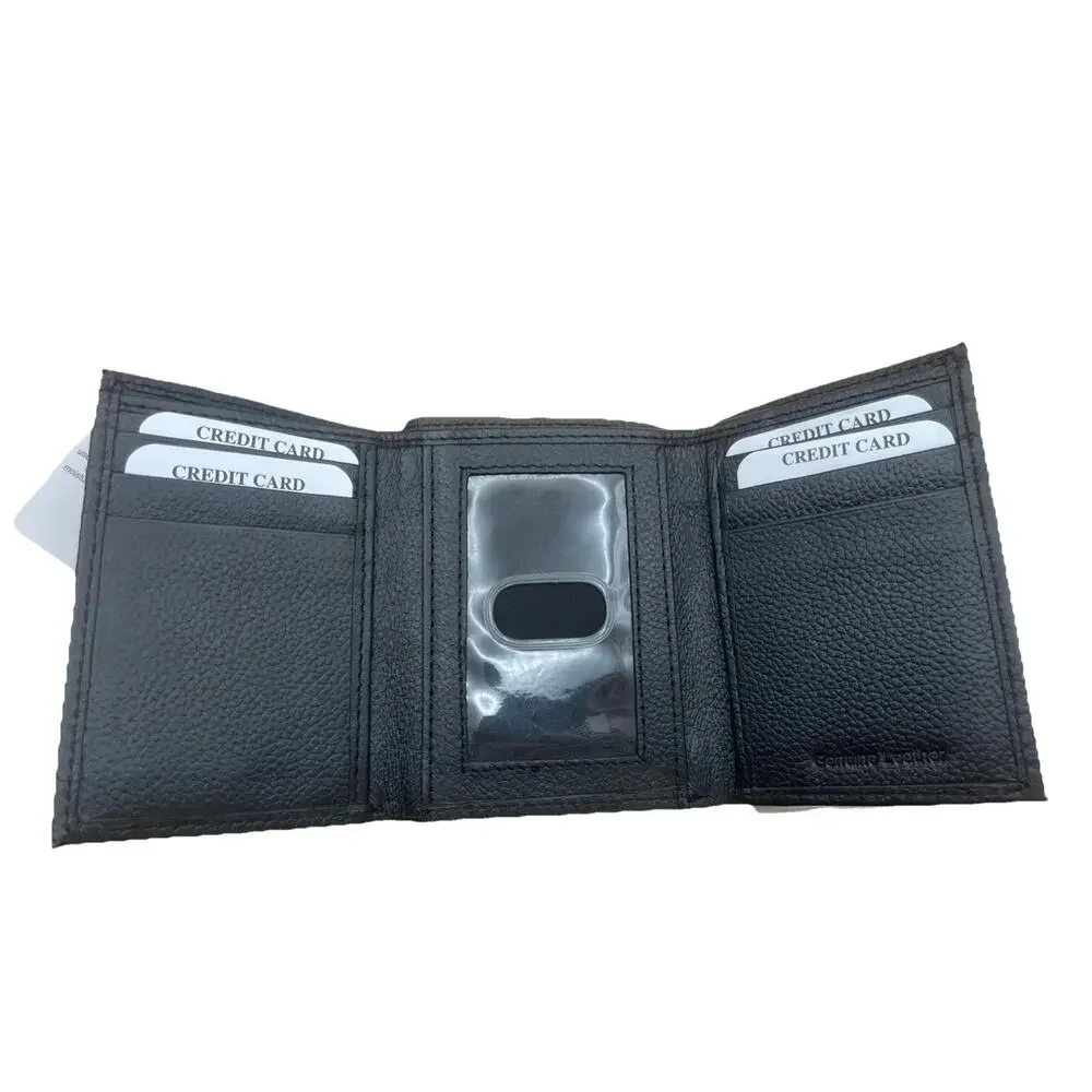 ESTALON Leather Black Trifold Wallet for Men - RFID Blocking - 6 Card Slots,m